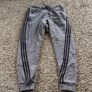 Adidas X Peloton Gray 3 Stripes Joggers size small